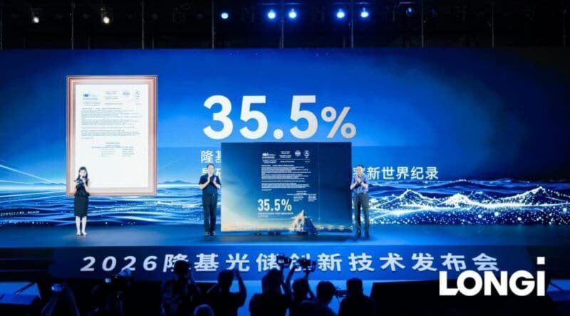 LONGi Logra un Récord Mundial de Eficiencia para Celdas Solares Tandem del 35.5%